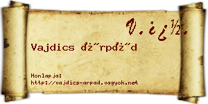 Vajdics Árpád névjegykártya