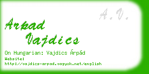 arpad vajdics business card